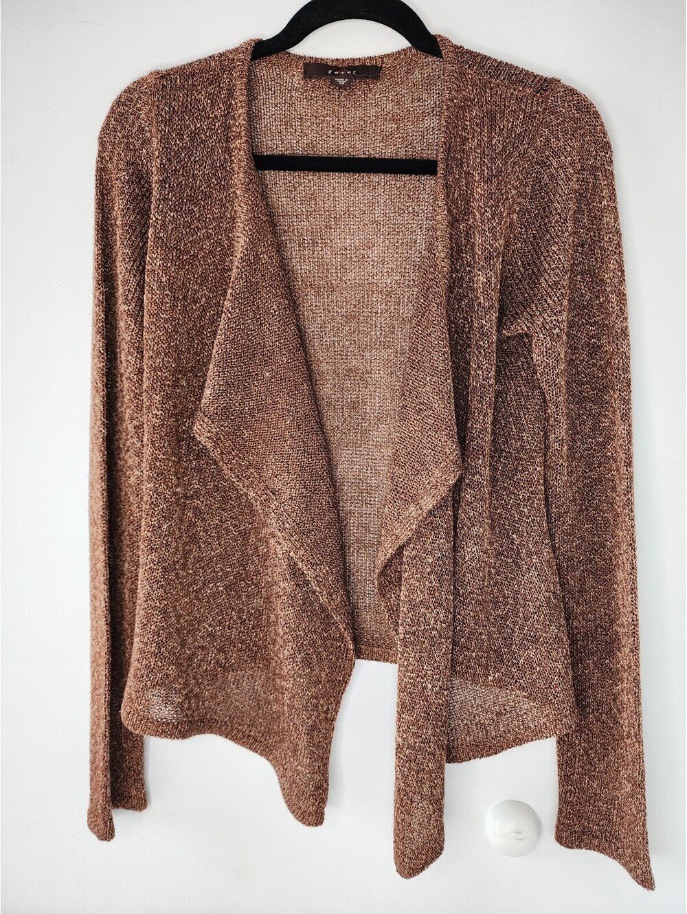 Fever Brown Knit Open-Front Cardigan Sweater Size Medium